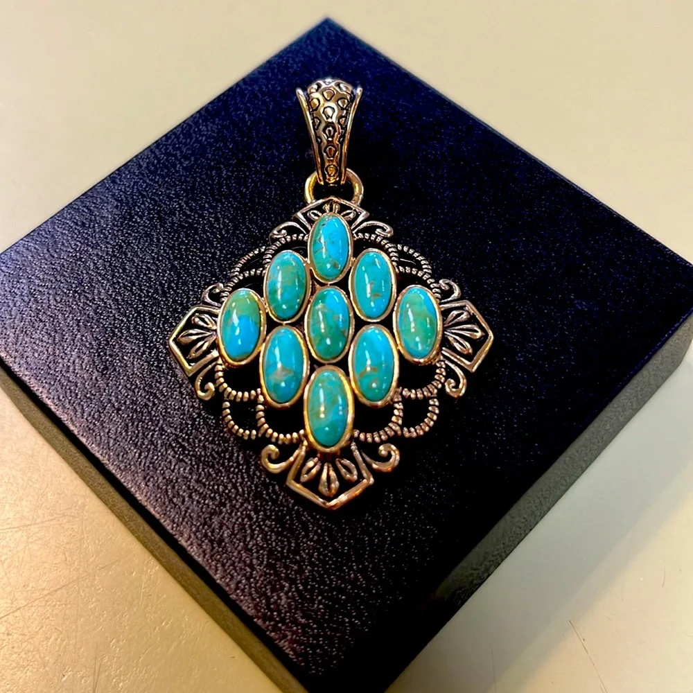 BARSE turquoise and gold pendant - Picture 1 of 6